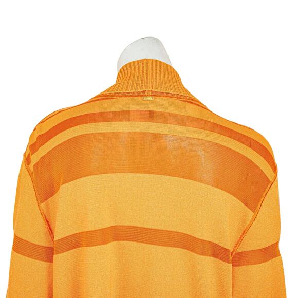 ST. JOHN Open Front Cardigan Sweater Orange Stripe Wool Blend Medium - Picture 10 of 11
